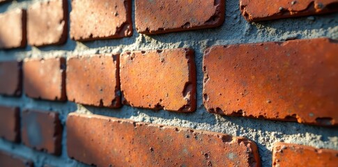 Waterproof sealant applied to brick wall; close-up, porous, repair