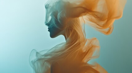 Abstract Flowing Fabric in Ethereal Blue Tones