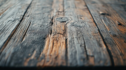 Obraz premium Rugged Aged Wooden Surface with Deep Scratches, Exposed Rough Grain, and Faded Earthy Tones, Showcasing a Rustic Industrial Aesthetic