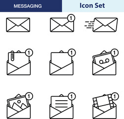  Set of  icons black and white messaging bundle 