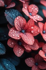 Beautiful bouquet of red flowers with dew drops, great for beauty, wellness and nature themes