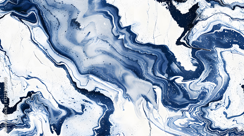 Canvas Prints marble rock texture with blue ink pattern, generative ai