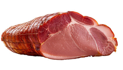Large smoked and cured ham on transparent background