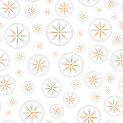 seamless repeat pattern with simple grey with retro orange line floral motifs on a white back ground perfect for fabric, scrap booking, wallpaper, gift wrap projects