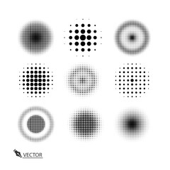 Set of Abstract halftone dotted background. Monochrome grunge pattern with dot and circles. Vector pop art texture for posters layout