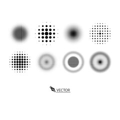 Set of Abstract halftone dotted background. Monochrome grunge pattern with dot and circles. Vector pop art texture for posters layout
