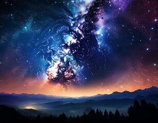 Fototapeta premium starry night sky with dense clusters of stars and the milky way galaxy