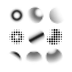 Set of Abstract halftone dotted background. Monochrome grunge pattern with dot and circles. Vector pop art texture for posters layout