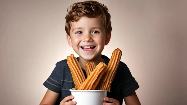Happy child with churros.