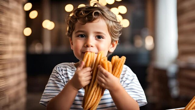Happy child with churros.