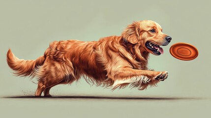 Golden Retriever catching flying disc.