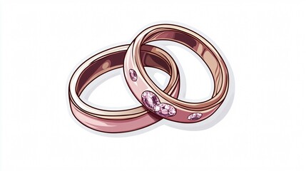 Elegant Wedding Rings Sticker Wide Angle Centered Composition