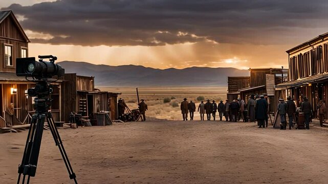 Filming set for a western movie.