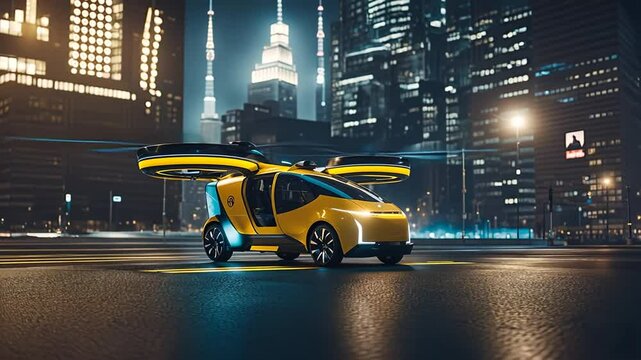 Futuristic vehicle Taxi Evtol. Mobility of the future.