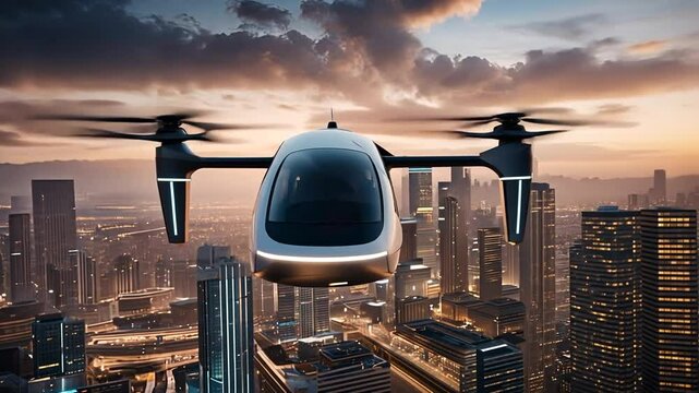 Evtol futuristic vehicle. Mobility of the future.