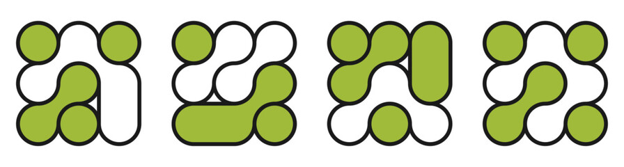 background with green liquid connected circle dots.metaballs pattern on white. abstract geometric shapes collection Point movement flat icon	