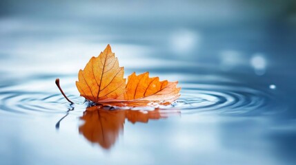 Gently Floating Leaves on Calm Water Surface