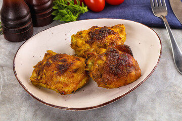 Roasted chicken thighs  with spices