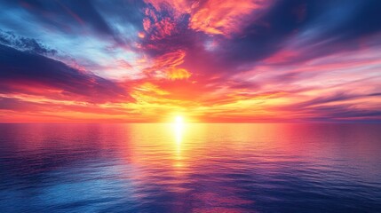 Obraz premium Sunset over calm sea.