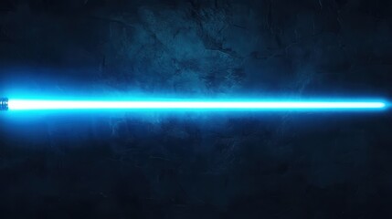 Obraz premium Blue light saber on dark background with abstract textured surface