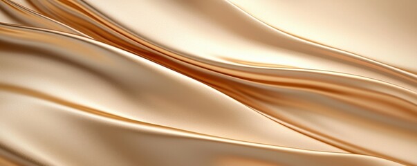 Fototapeta premium A close-up of soft, flowing golden silk fabric, showcasing its elegant texture and gentle curves.