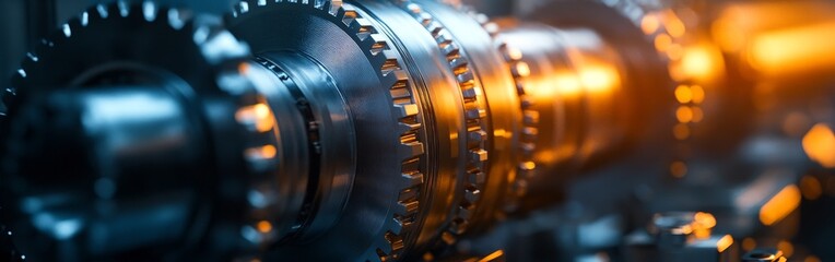 Obraz premium A close-up of a CNC machine tool in an industrial setting. Perfect for manufacturing, engineering, and advanced technology visuals.