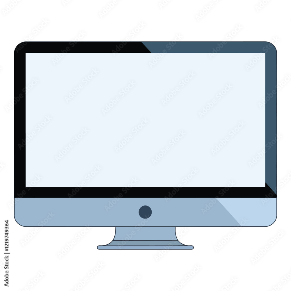 Fototapete Realistic desktop monitor in black and grey colors, isolated on a white background. Sleek computer screen design, tech and business themes.