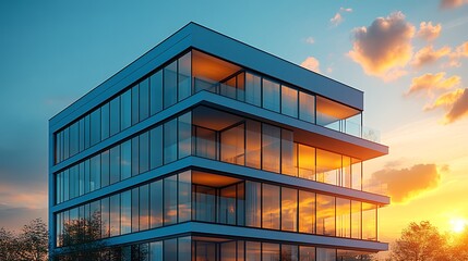 Fototapeta premium Contemporary office building with glass facade high resolution image