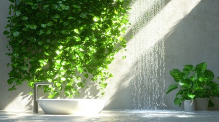 Lush Bathroom Waterfall Relaxation
