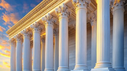 Obraz premium White columns at sunset.