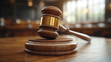 Obraz premium Wood gavel on table.
