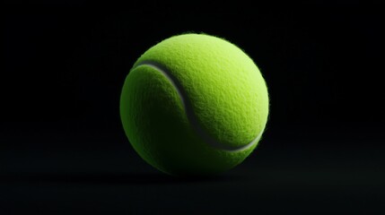 A Vibrant Green Tennis Ball Captured on a Dark Background
