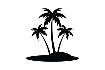 Palm tree Silhouette, set of black silhouettes of a palm tree, silhouette of a palm tree isolated, Tropical and Nature