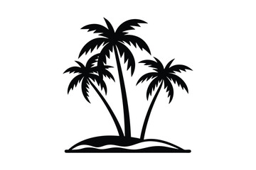 Obraz premium Palm tree Silhouette, set of black silhouettes of a palm tree, silhouette of a palm tree isolated, Tropical and Nature