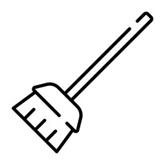 Broom, broomstick black line icon