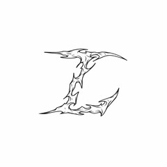 Z, edgy tribal letter design with jagged spikes and sharp abstract forms, ideal for tattoos, music merchandise, and bold apparel prints