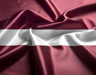 Vibrant Latvia flag waving with luxurious satin texture - Patriotic and cultural symbol