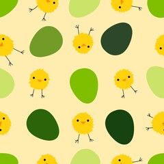 Easter chicken seamless birds pattern for wrapping paper and fabrics