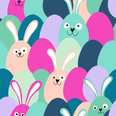 Easter eggs seamless rabbits pattern for wrapping paper and fabrics and linens and kids clothes print and spring party accessories