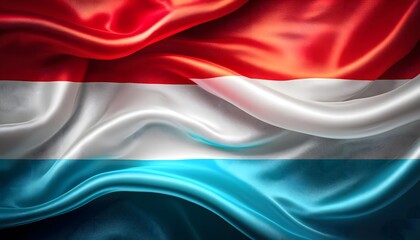 Vibrant Luxembourg flag waving with luxurious satin texture - Patriotic and cultural symbol