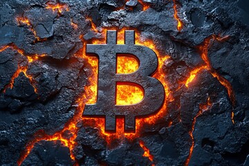 Vibrant Bitcoin symbol on dynamic backdrop with intricate details and futuristic colors