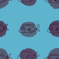 Ocean seamless fish pattern for wrapping paper and fabrics and linens