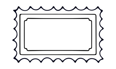 Minimalistic black and white illustration of wavy rectangular frame with an inner border. Perfect for creative projects and designs.