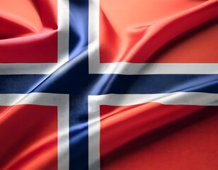 Obraz premium Vibrant Norway flag waving with luxurious satin texture - Patriotic and cultural symbol