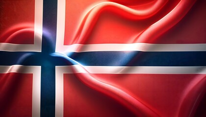 Fototapeta premium Vibrant Norway flag waving with luxurious satin texture - Patriotic and cultural symbol