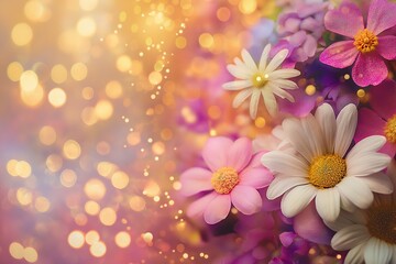 Greeting card with flowers and a blank space for text