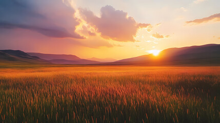 Obraz premium Dramatic sky painted with pastel hues during twilight, creating a serene landscape, nature landscape sky. Zenith Valley. Illustration