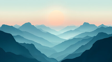 Obraz premium The beautiful zenith: a breathtaking mountain summit view overlooking vast valleys. Zenith Valley. Illustration