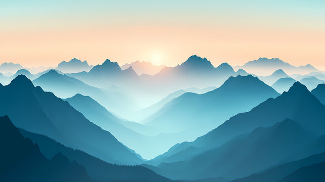 The beautiful zenith: a breathtaking mountain summit view overlooking vast valleys. zenith. illustration. Zenith Valley. Illustration