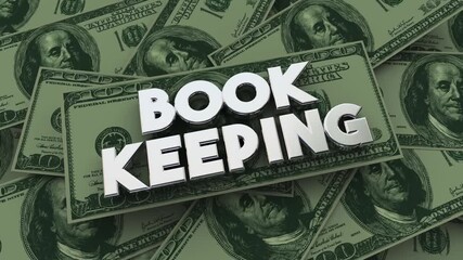 Bookkeeping Money Pile Accounting Book Keeper Track Income Bills 3d Animation